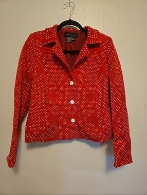 Nina McLemore Red White Suit Blazer Jacket 2